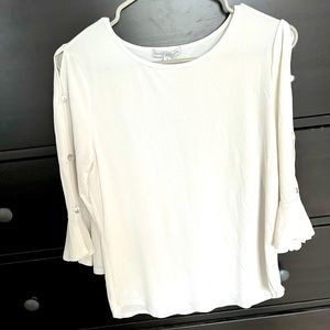 White professional shirt with button sleeves, women’s size S